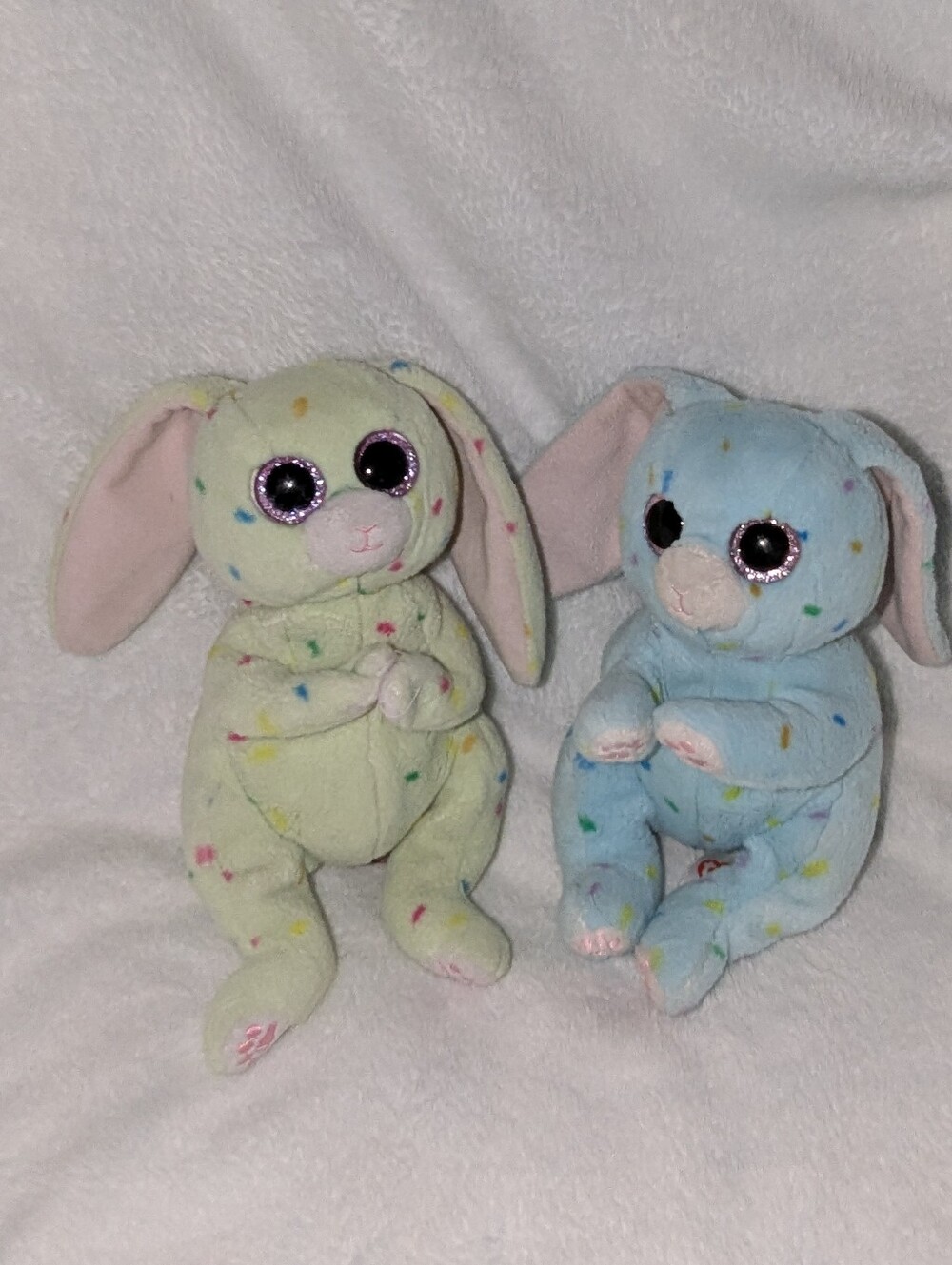 Ty Pastel Green & Pastel Blue Beanie Baby Bunnies